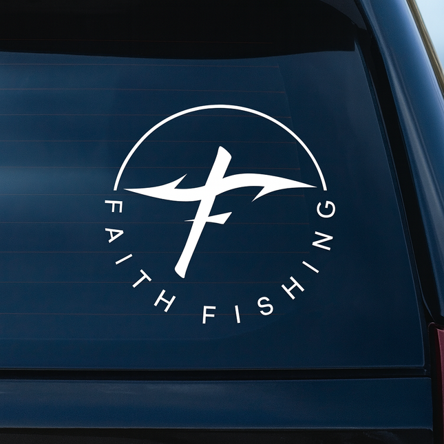 Faith Fishing Circle Emblem Vinyl Decal – Christian Car & Truck Sticker
