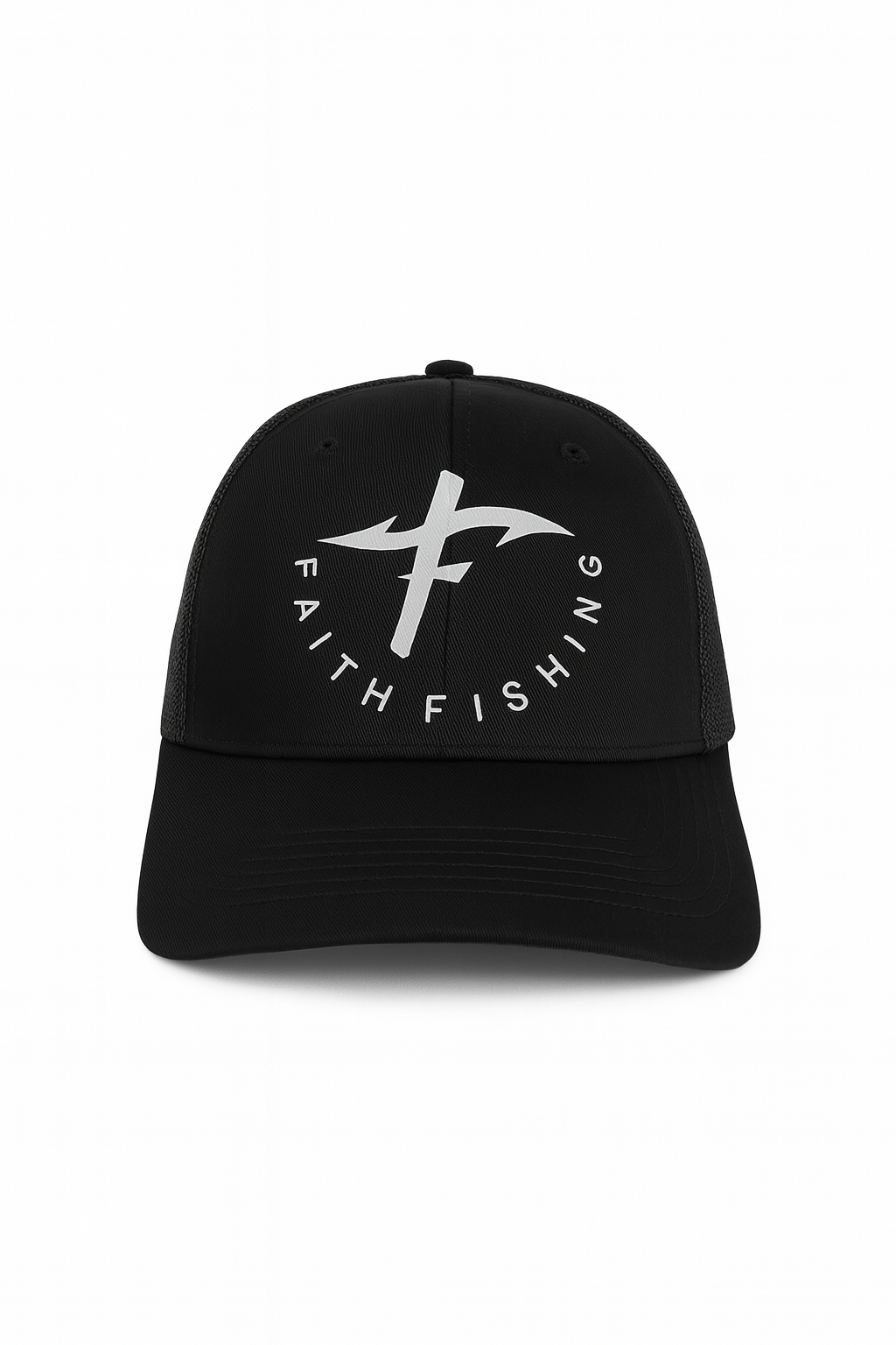 White and Black Trucker Cap - circle logo