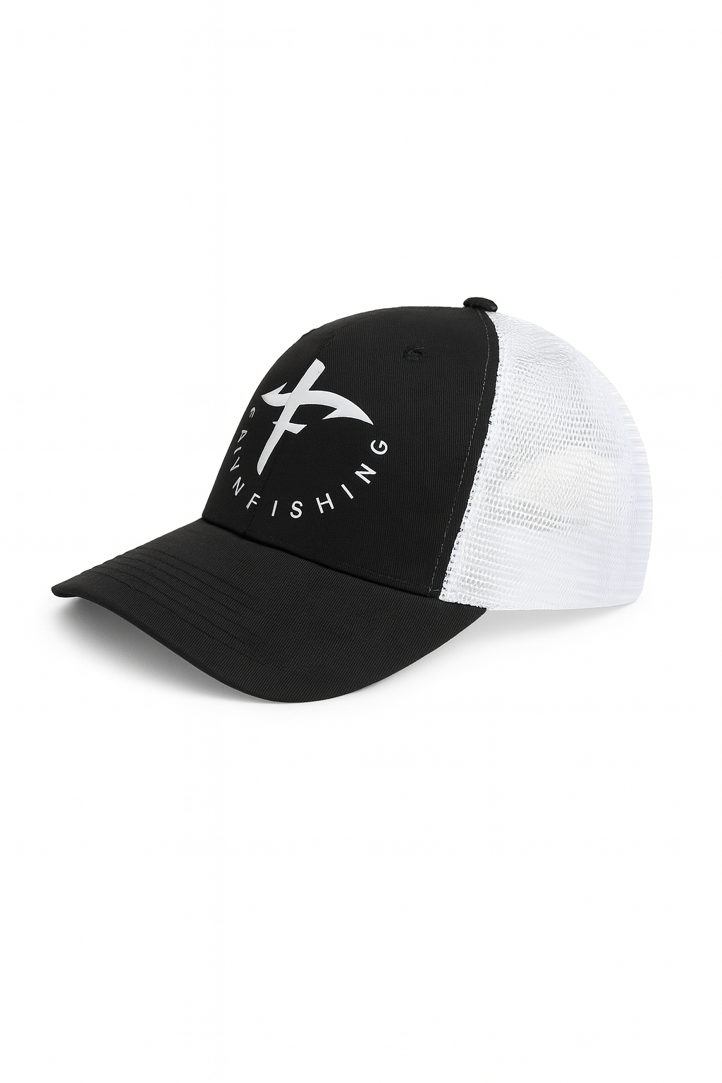 White and Black Trucker Cap - circle logo