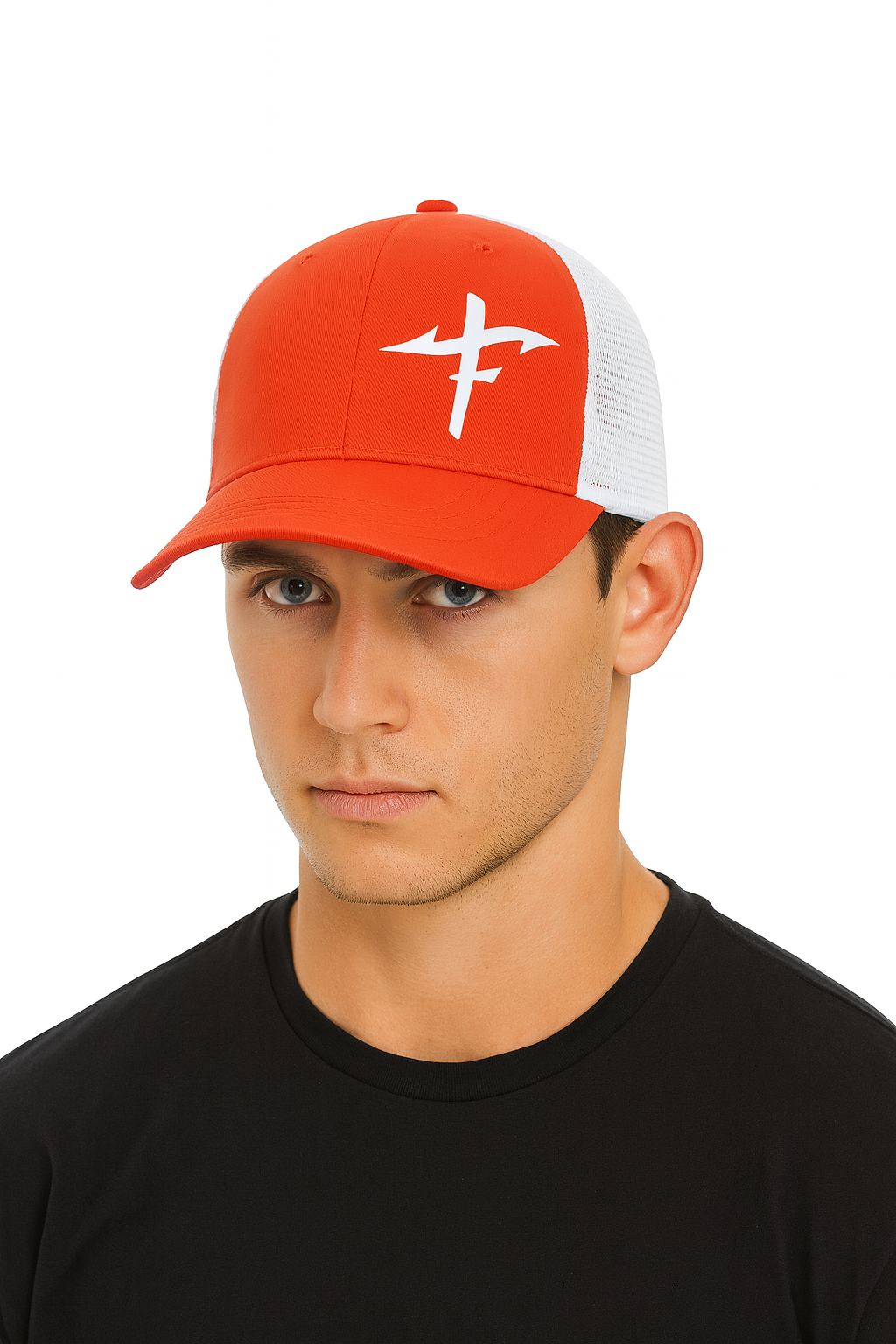 Red and White Trucker Hat - Cross