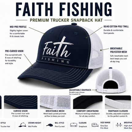 Faith Fishing Midnight Tide Snapback Hat