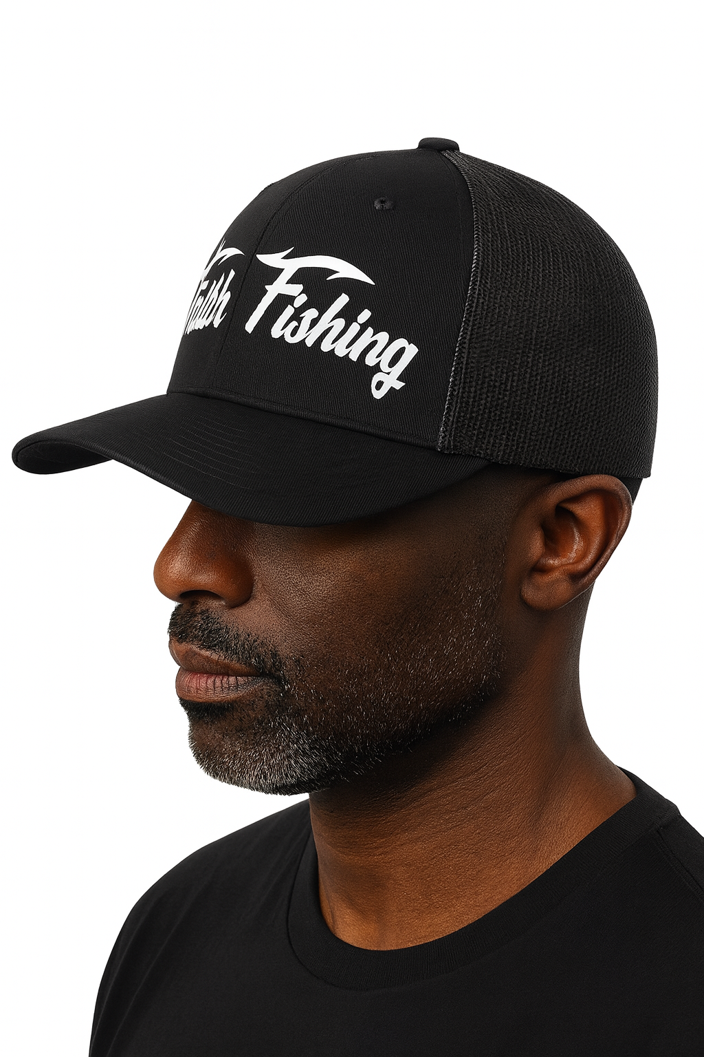 ALL Black Cap with White Letters