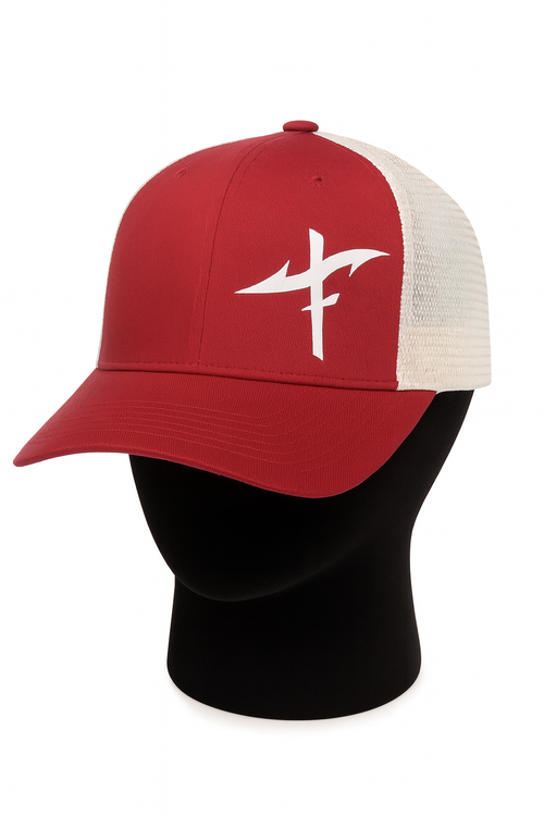 Burgundy and  White Trucker Cap