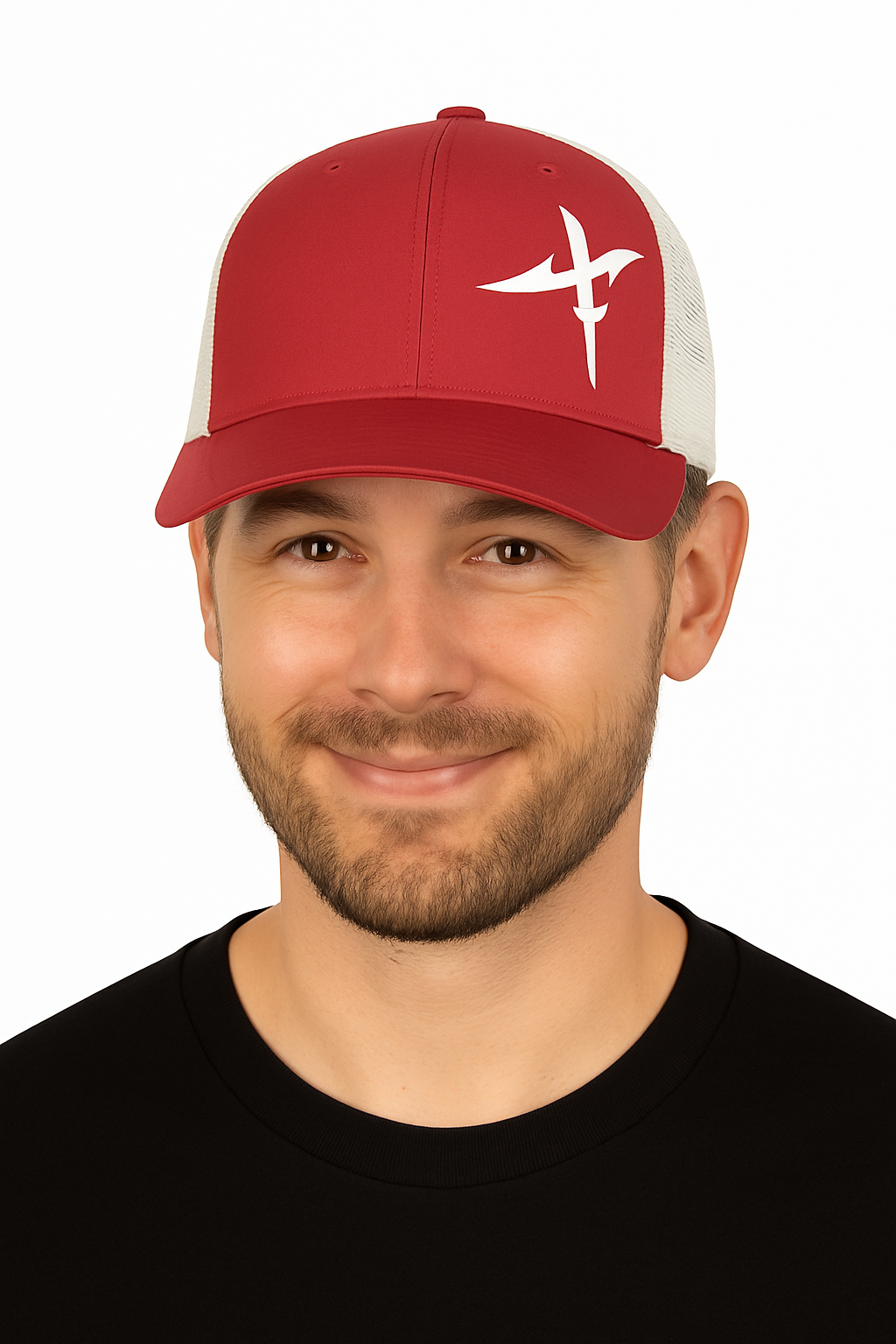 Burgundy and  White Trucker Cap