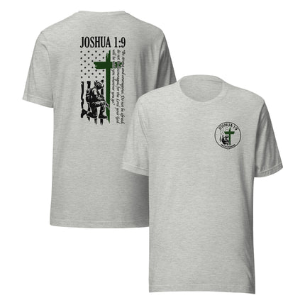 🪖 Joshua 1:9 – Be Strong & Courageous Patriotic Faith Shirt — Christian Fishing Apparel