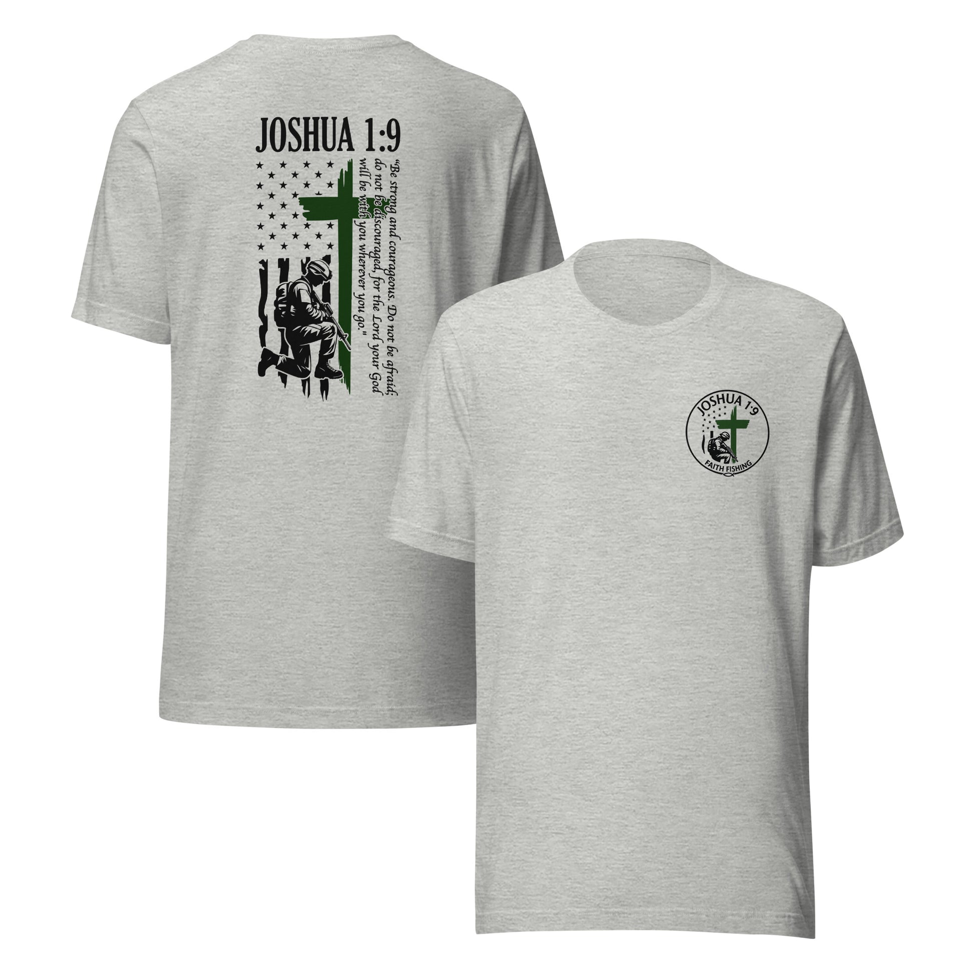 🪖 Joshua 1:9 – Be Strong & Courageous Patriotic Faith Shirt — Christian Fishing Apparel