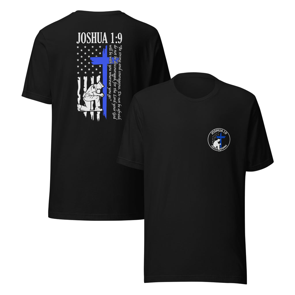 💙 Joshua 1:9 Police Tribute T-Shirt — Faith Fishing Apparel