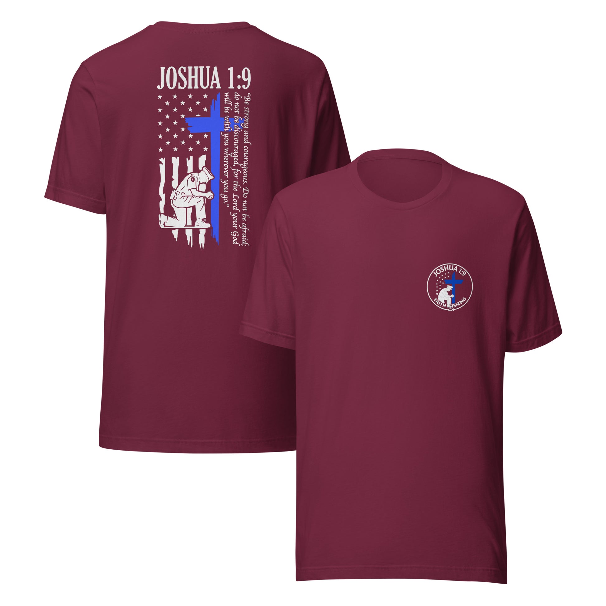 💙 Joshua 1:9 Police Tribute T-Shirt — Faith Fishing Apparel