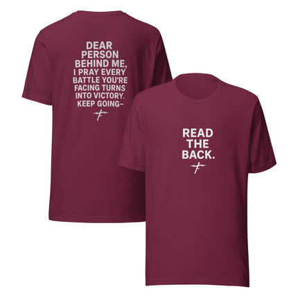 Faith Fishing “Dear Person Behind Me” Prayer Shirt – Unisex Christian Casual Wear