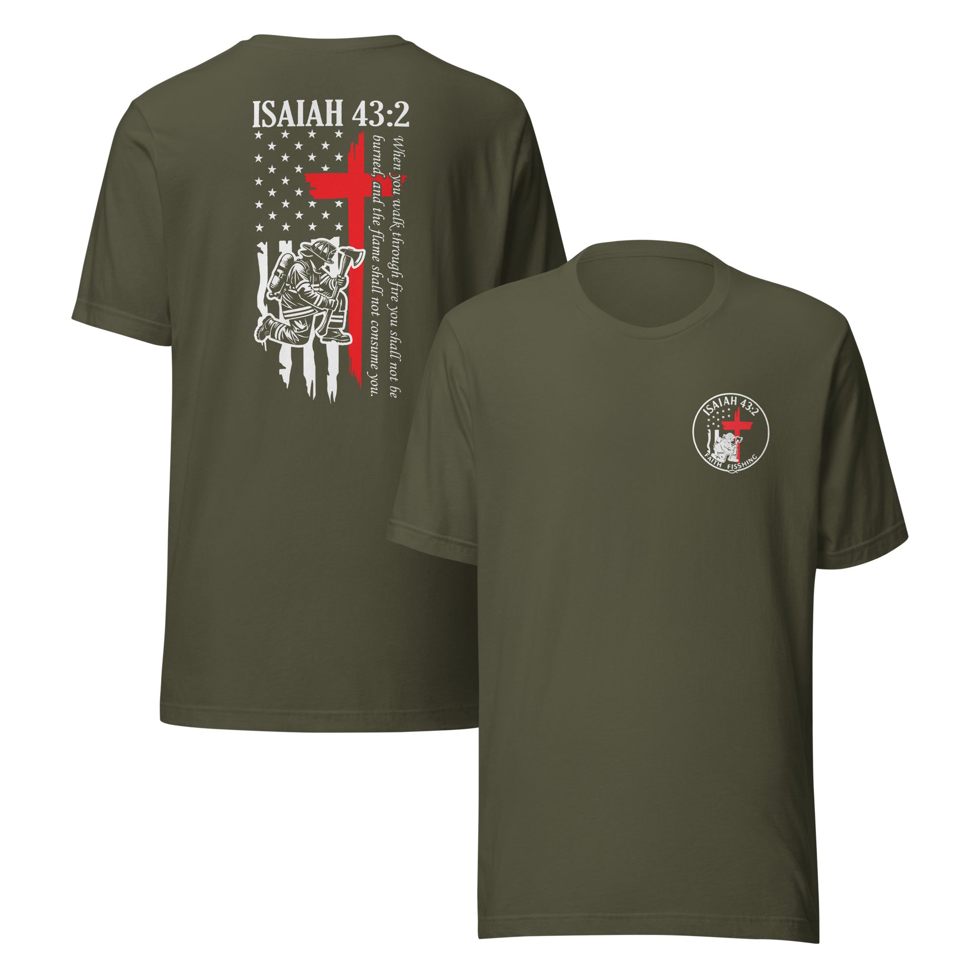 🔥 Isaiah 43:2 Firefighter Tribute T-Shirt — Faith Fishing Apparel