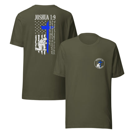 💙 Joshua 1:9 Police Tribute T-Shirt — Faith Fishing Apparel