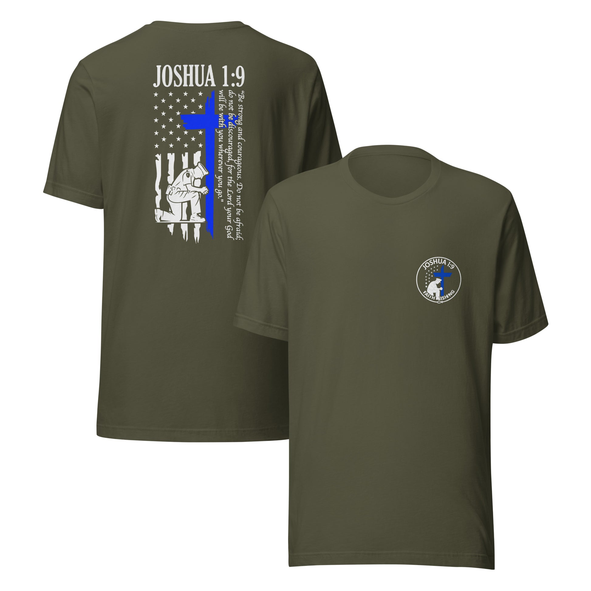 💙 Joshua 1:9 Police Tribute T-Shirt — Faith Fishing Apparel