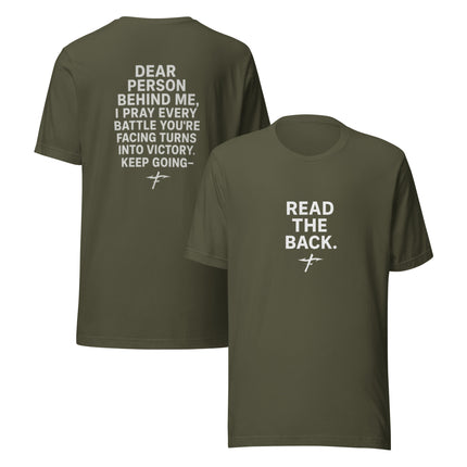Faith Fishing “Dear Person Behind Me” Prayer Shirt – Unisex Christian Casual Wear