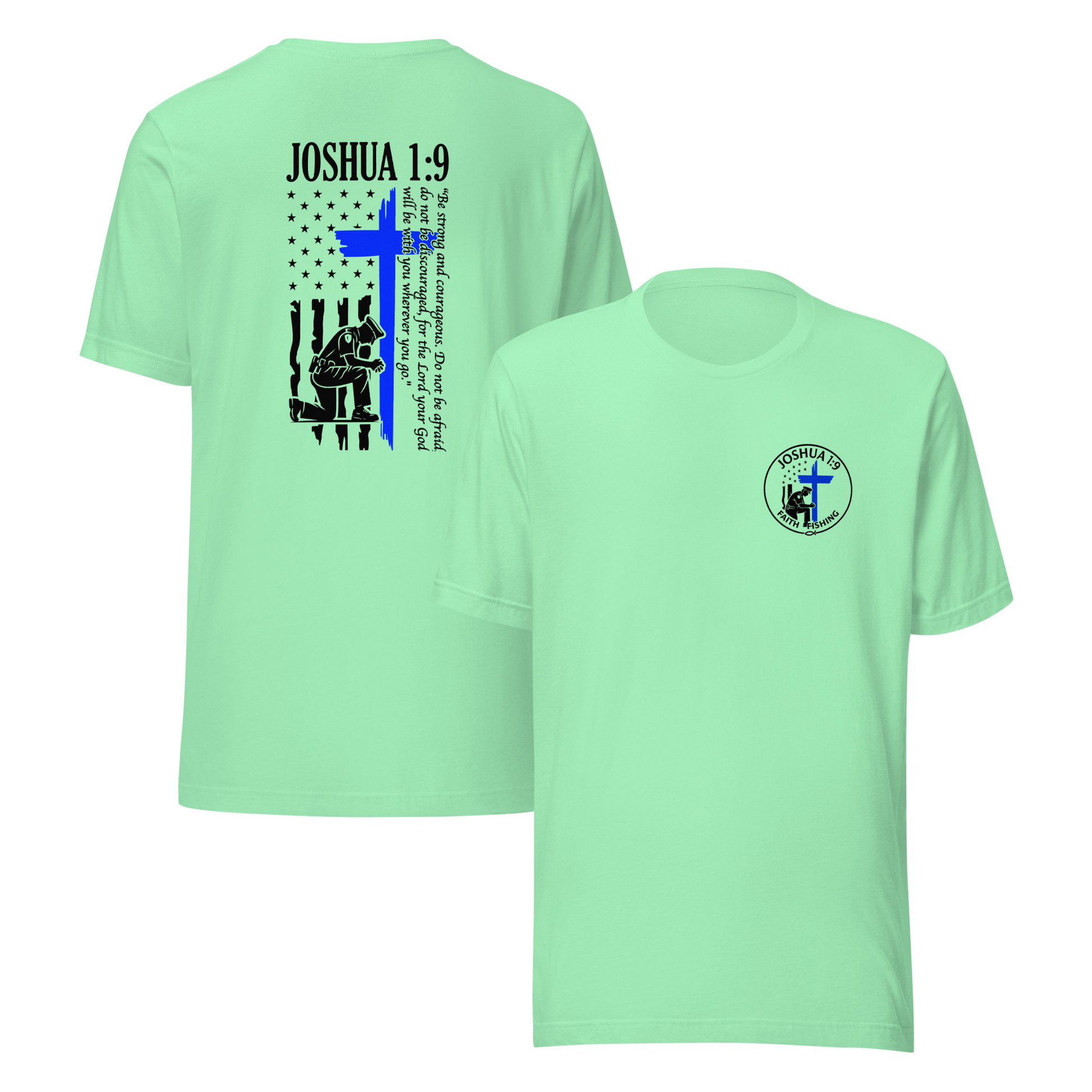 💙 Joshua 1:9 Police Tribute T-Shirt — Faith Fishing Apparel