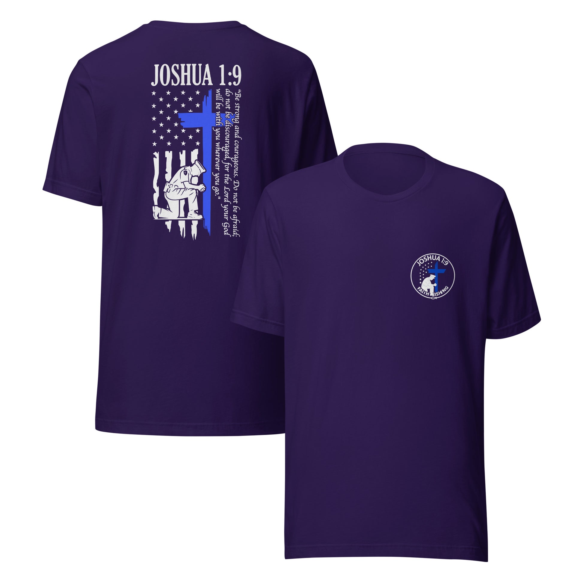 💙 Joshua 1:9 Police Tribute T-Shirt — Faith Fishing Apparel
