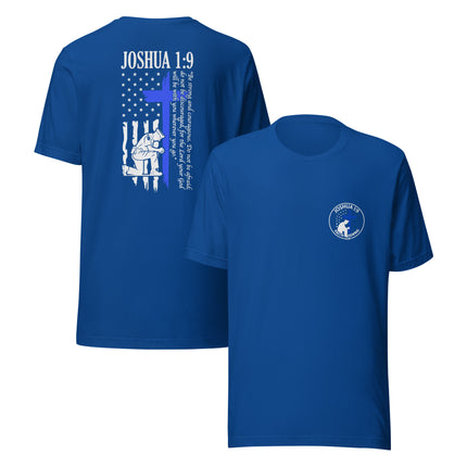 💙 Joshua 1:9 Police Tribute T-Shirt — Faith Fishing Apparel