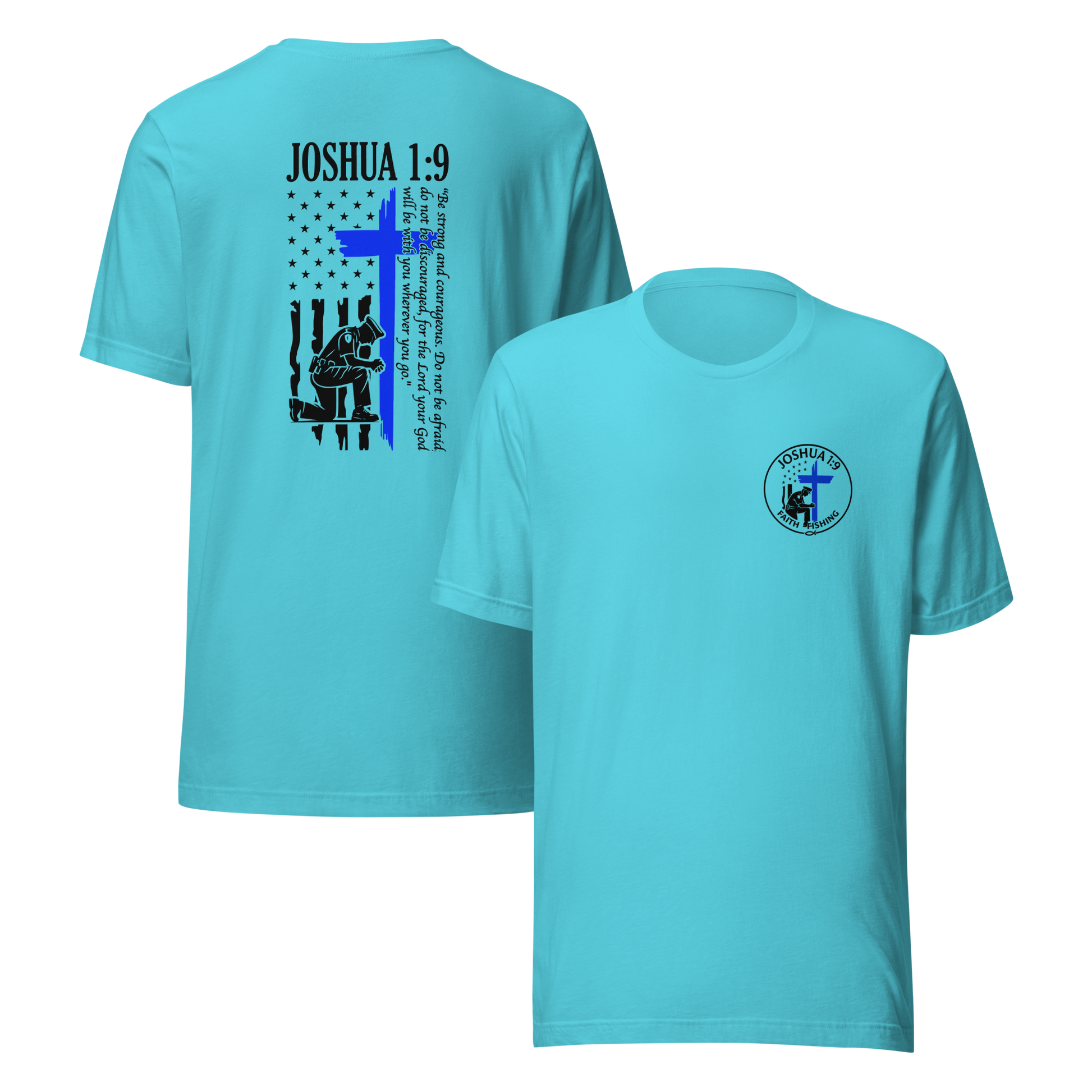 💙 Joshua 1:9 Police Tribute T-Shirt — Faith Fishing Apparel