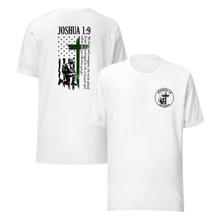 🪖 Joshua 1:9 – Be Strong & Courageous Patriotic Faith Shirt — Christian Fishing Apparel
